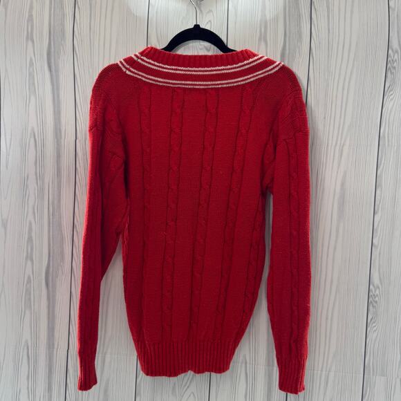 Vintage Y2K Altitude Deep V Neck Red Striped Preppy Pullover Sweater Size Small - Picture 2 of 5